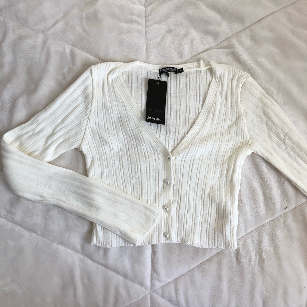 White Nasty Gal cropped sweater